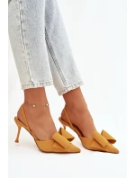 Podpatky s odhalenými patami a mašlí Žluté Eklevia