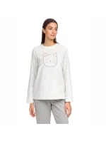 Dámske pyžamo s nášivkou mačky 15234 - 473 Šedá - Vamp