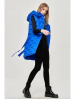 Dámska dlhá vesta v chrpovej farbe s opaskom (JIN217)