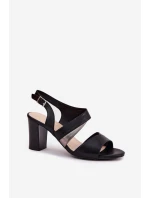 Sandały Damskie Na Słupku Sergio Leone SK866 Czarne