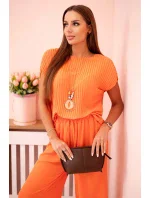 Viskózový set plisovaná blúzka + nohavice Oranžová Viskózový set plisovaná blúzka + nohavice Oranžová