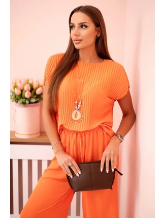 Viskózový set plisovaná blúzka + nohavice Oranžová Viskózový set plisovaná blúzka + nohavice Oranžová