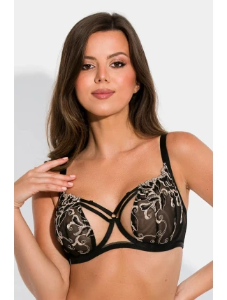 Dámska podprsenka GLAMOUR SOFT 19193 Čierna s béžovým vzorom - Mediolano Dámska podprsenka GLAMOUR SOFT 19193 Čierna s béžovým vzorom - Mediolano