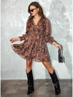 Dámske hnedé šaty EXOTIKA v jednej veľkosti FashionStreet EY2542