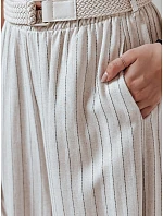 Dámske široké pruhované nohavice z viskózy SUMMERLINE beige FashionStreet UY2697 Dámske široké pruhované nohavice z viskózy SUMMERLINE beige FashionStreet UY2697
