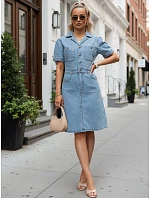 Dámske džínsové šaty s krátkymi rukávmi, modré, FashionStreet EY2687 Dámske džínsové šaty s krátkymi rukávmi, modré, FashionStreet EY2687