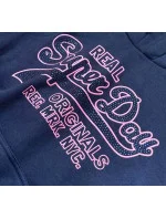 Tmavomodrá krátka dámska mikina s potlačou (26016) Tmavomodrá krátka dámska mikina s potlačou (26016)