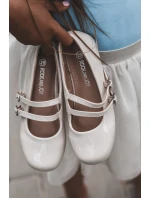 Lakierowane Balerinki Dziecięce Z Paseczkami Beżowe Margenis