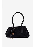 Eko semišová kabelka s přívěskem Černá Nelina