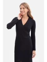 B307 Pletené šaty v tvare ceruzky - čierne