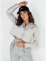 Dámske pruhované krátke tričko GIRSA sivé FashionStreet DY0402