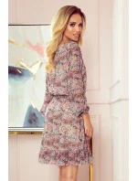 Bakara - Vzdušné šifónové dámske šaty so vzorom "Boho" as dekoltom 295-1