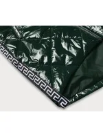 Ľahká zelená lesklá dámska bunda s lemovkami (LD7258BIG)