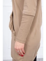 Šaty s ozdobnými volánikmi a kapucňou camel