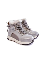 Dziecięce Ocieplane Botki Na Suwak Big Star KK374178 Srebrne