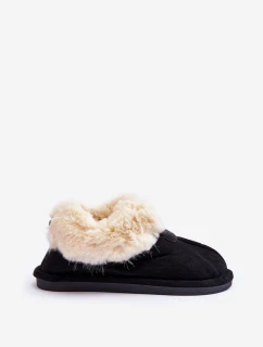 Papcie Damskie Z Futerkiem Czarne Lanoze