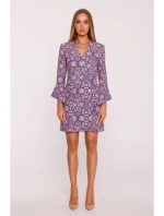 M877 Šaty s potlačou a širokými manžetami - model 3