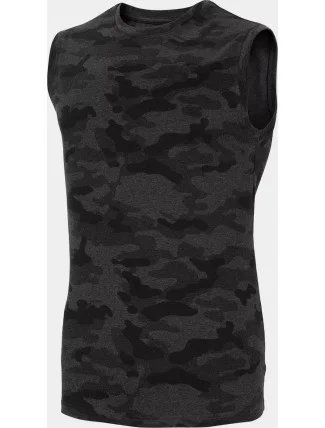 Pánske tričko bez rukávov D4L20 TSM306M Khaki black- 4F