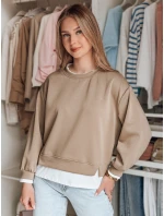Dámska oversize mikina LUZZIO moka FashionStreet BY1383 Dámska oversize mikina LUZZIO moka FashionStreet BY1383