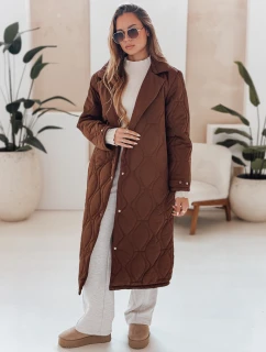 Dámsky prešívaný dlhý kabát TRENDIFY hnedý FashionStreet TY4939
