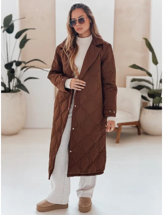 Dámsky prešívaný dlhý kabát TRENDIFY hnedý FashionStreet TY4939