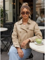 Dámsky krátky elegantný kabát klasického strihu béžovej farby FashionStreet NY0771