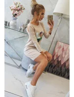 Šaty s potlačou Love béžovej