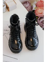 Dziecięce Botki Lakierowane Z Suwakiem Czarne Tibbie