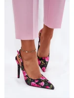 Zdobione Sandały Na Szpilce W Róże Czarne Vevessa