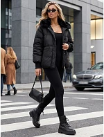 Dámska zimná prešívaná bunda s kožušinou, čierna, FashionStreet TY5815 Dámska zimná prešívaná bunda s kožušinou, čierna, FashionStreet TY5815