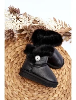 Ocieplane Botki Śniegowce Z Futerkiem Czarne Bessie