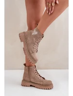 Botki Damskie Z Brokatowym Sercem Ciemnobeżowe Nariri