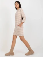 Dámske šaty LO SK LK 259.08 Béžová s bielou - Rue Paris