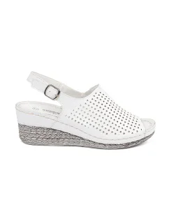 Dámske dizajnové sandále biele na klin