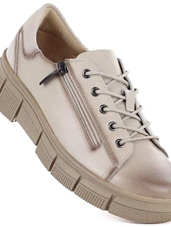 Dámske kožené topánky na platforme béžové Cambell 26-19305