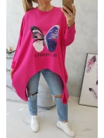 Oversize blúzka s potlačou fuchsiová