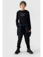 Koszulka Z Długim Rękawem Dla Chłopca Z Nadrukiem Regular 4F 4FJWAW24TLONM294-20S Czarna