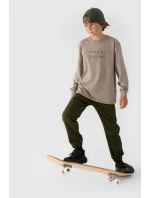 Koszulka Z Długim Rękawem Dla Chłopca Z Nadrukiem Regular 4F 4FJWAW24TLONM294-26S Szara