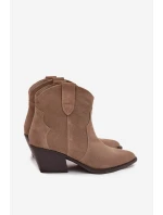 Wsuwane Botki Kowbojki Damskie Z Naturalnego Zamszu Beżowe Beretta