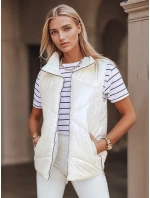 Dámska prešívaná vesta so stojačikom krémová FashionStreet TY3042 Dámska prešívaná vesta so stojačikom krémová FashionStreet TY3042
