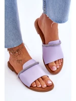 Eleganckie Klapki Na Płaskim Obcasie Fioletowe Termen