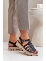 Skórzane Sandały Damskie Zazoo 3695 Czarne