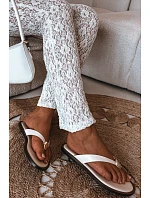 Dámske ploché žabky so zlatými detailmi Light beige Tella