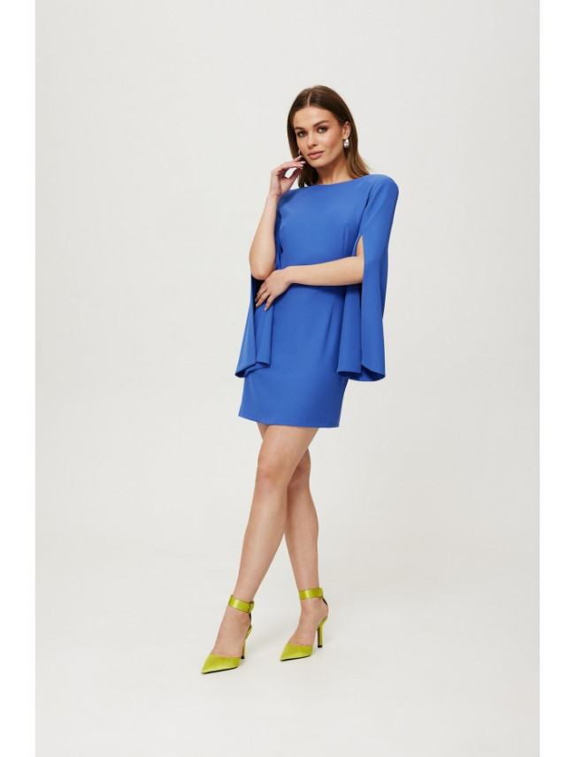 K190 Mini šaty s delenými rukávmi - modré