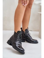 Lakované kožené členkové topánky so zateplením Black Bellani Lakované kožené členkové topánky so zateplením Black Bellani