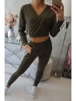 Súprava s ozdobnými khaki stuhami