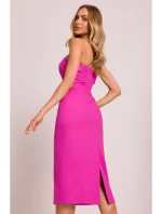 M843 Džínsové midi šaty - ružové