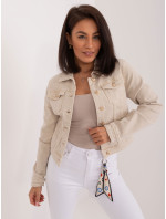 Svetlo béžová krátka džínsová bunda s vreckami