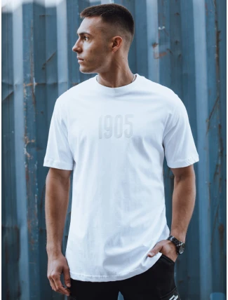 Pánske bavlnené tričko s potlačou biele FashionStreet RX5519 Pánske bavlnené tričko s potlačou biele FashionStreet RX5519