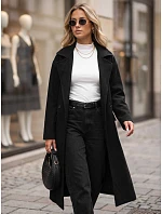 Dámsky dvojradový kabát s opaskom, čierny, FashionStreet NY0784